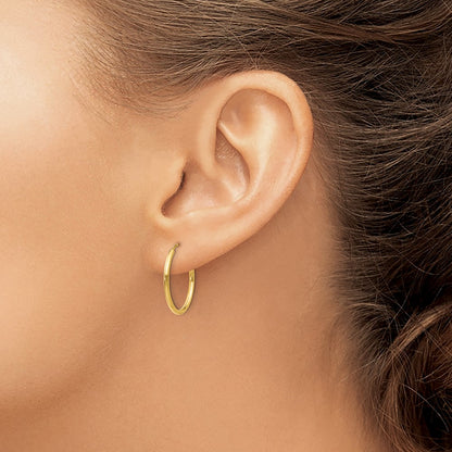14K Yellow Gold 1.5mm Polished Round Endless Hoop Earrings