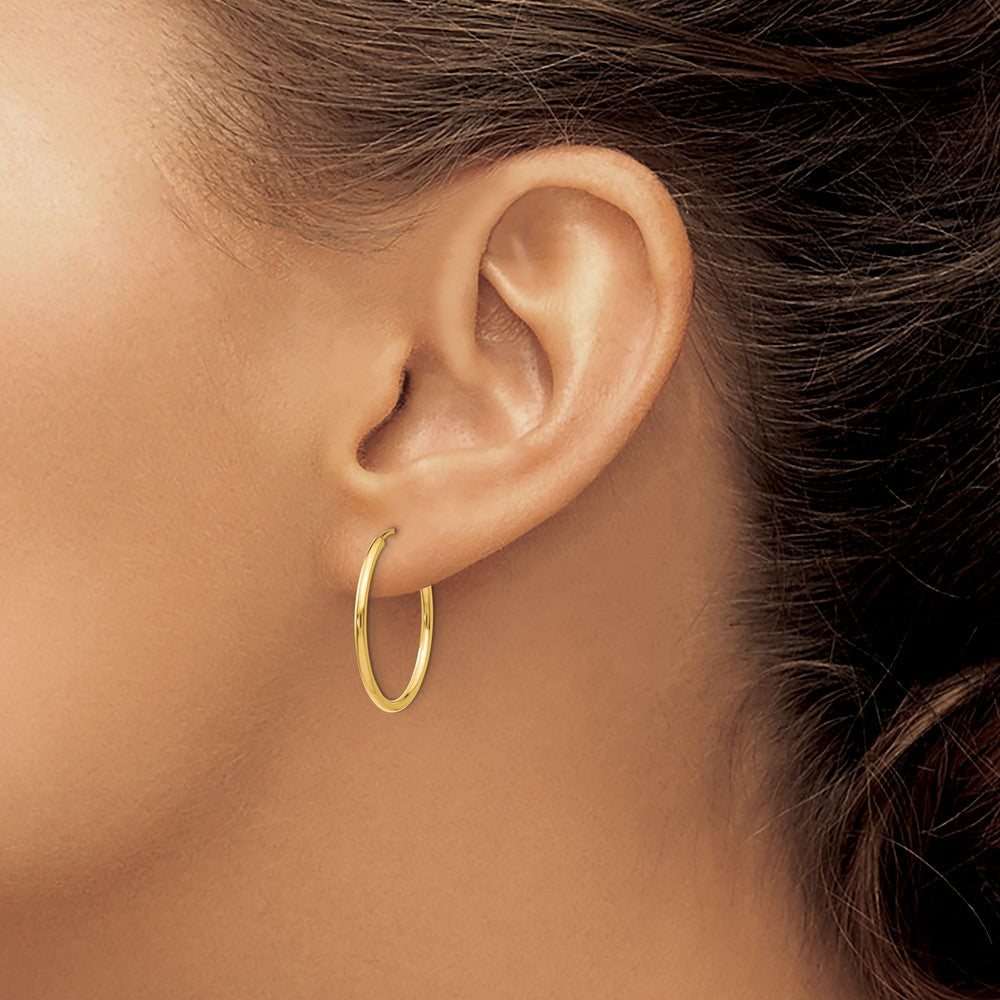 14K Yellow Gold 1.5mm Polished Round Endless Hoop Earrings