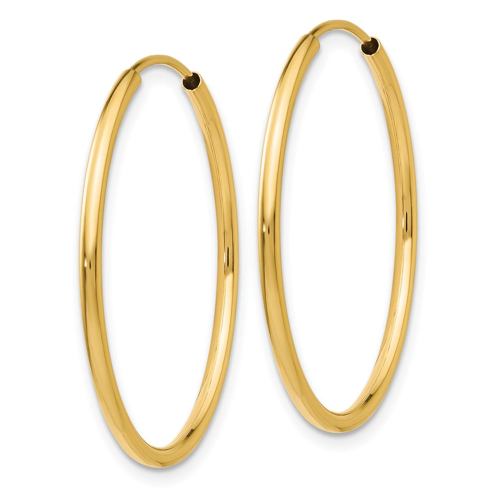 14K Yellow Gold 1.5mm Polished Round Endless Hoop Earrings