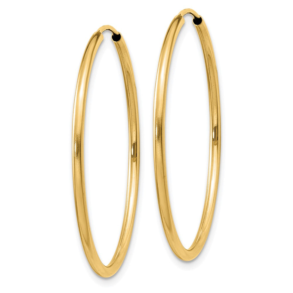 14K Yellow Gold 1.5mm Polished Round Endless Hoop Earrings