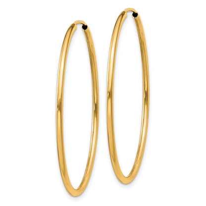 14K Yellow Gold 1.5mm Polished Round Endless Hoop Earrings
