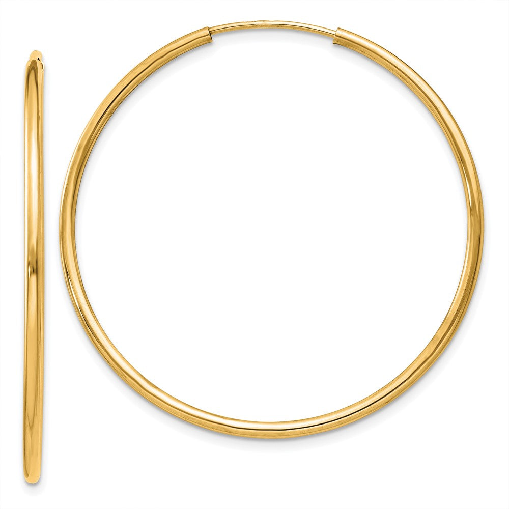 14K Yellow Gold 1.5mm Polished Round Endless Hoop Earrings