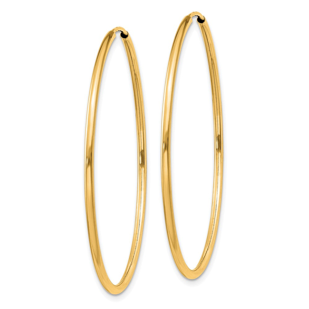 14K Yellow Gold 1.5mm Polished Round Endless Hoop Earrings