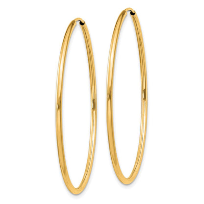 14K Yellow Gold 1.5mm Polished Round Endless Hoop Earrings
