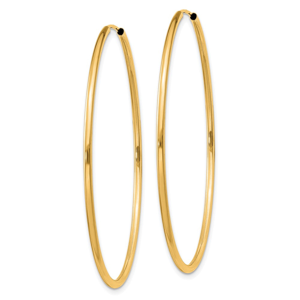 14K Yellow Gold 1.5mm Polished Round Endless Hoop Earrings