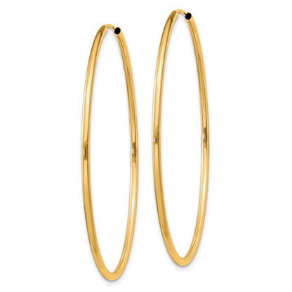 14K Yellow Gold 1.5mm Polished Round Endless Hoop Earrings