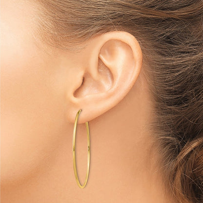 14K Yellow Gold 1.5mm Polished Round Endless Hoop Earrings