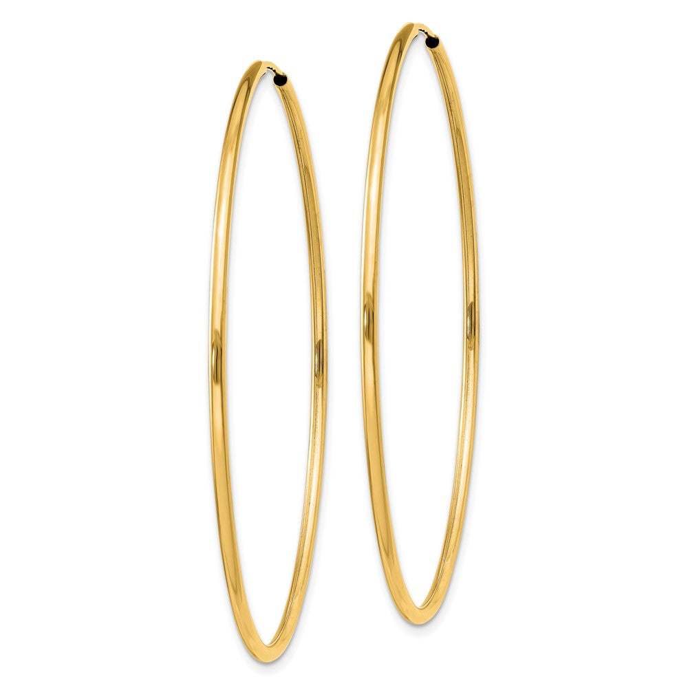 14K Yellow Gold 1.5mm Polished Round Endless Hoop Earrings