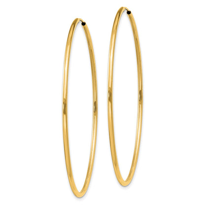 14K Yellow Gold 1.5mm Polished Round Endless Hoop Earrings