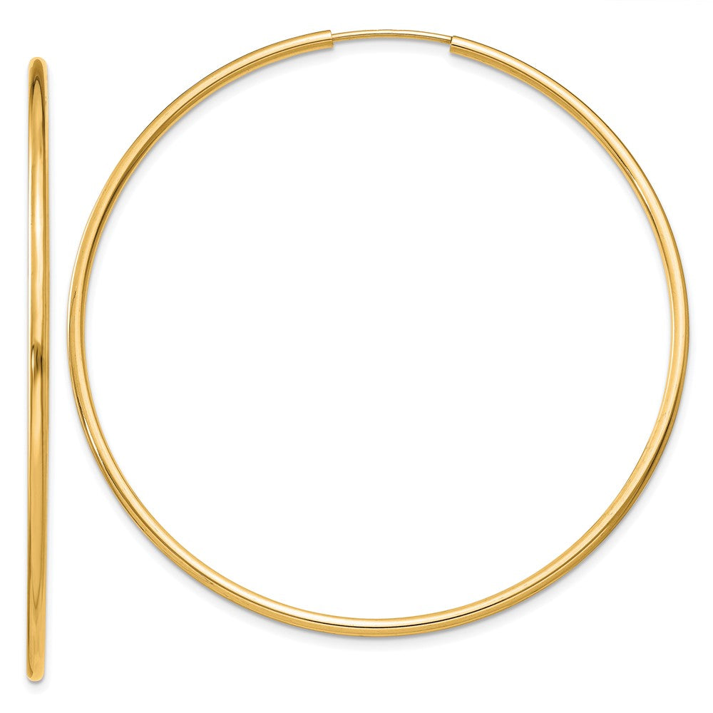 14K Yellow Gold 1.5mm Polished Round Endless Hoop Earrings