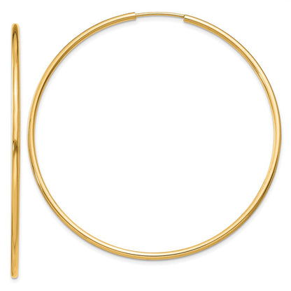 14K Yellow Gold 1.5mm Polished Round Endless Hoop Earrings