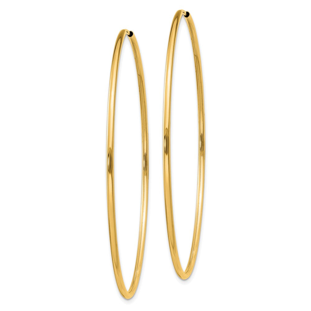 14K Yellow Gold 1.5mm Polished Round Endless Hoop Earrings