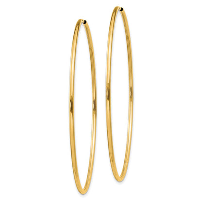 14K Yellow Gold 1.5mm Polished Round Endless Hoop Earrings