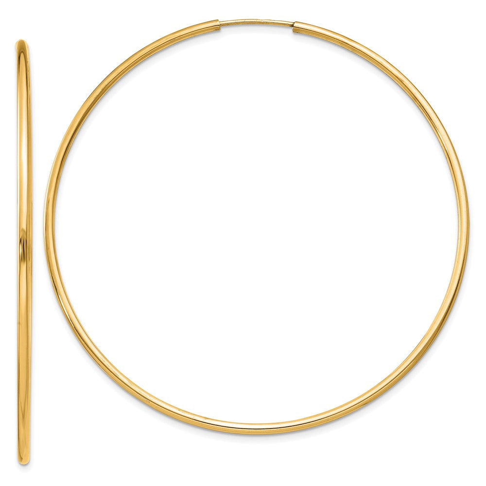 14K Yellow Gold 1.5mm Polished Round Endless Hoop Earrings
