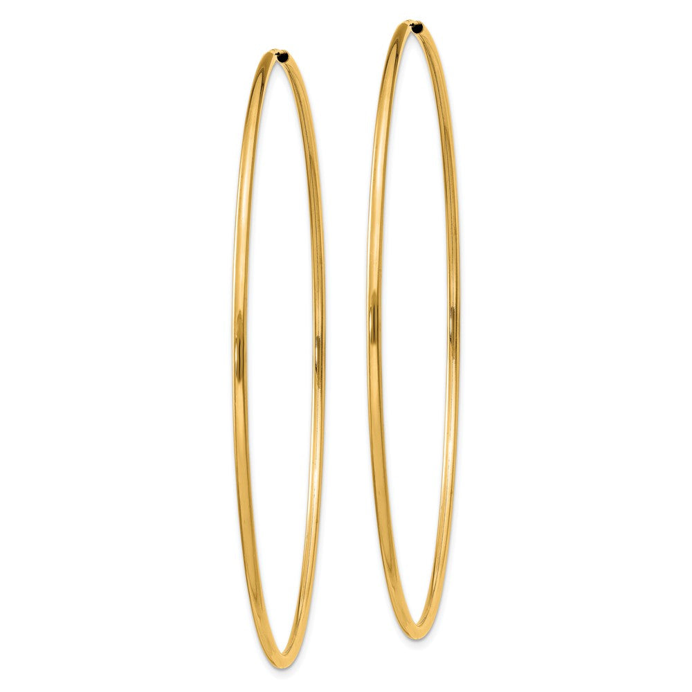 14K Yellow Gold 1.5mm Polished Round Endless Hoop Earrings