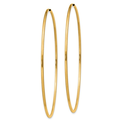 14K Yellow Gold 1.5mm Polished Round Endless Hoop Earrings