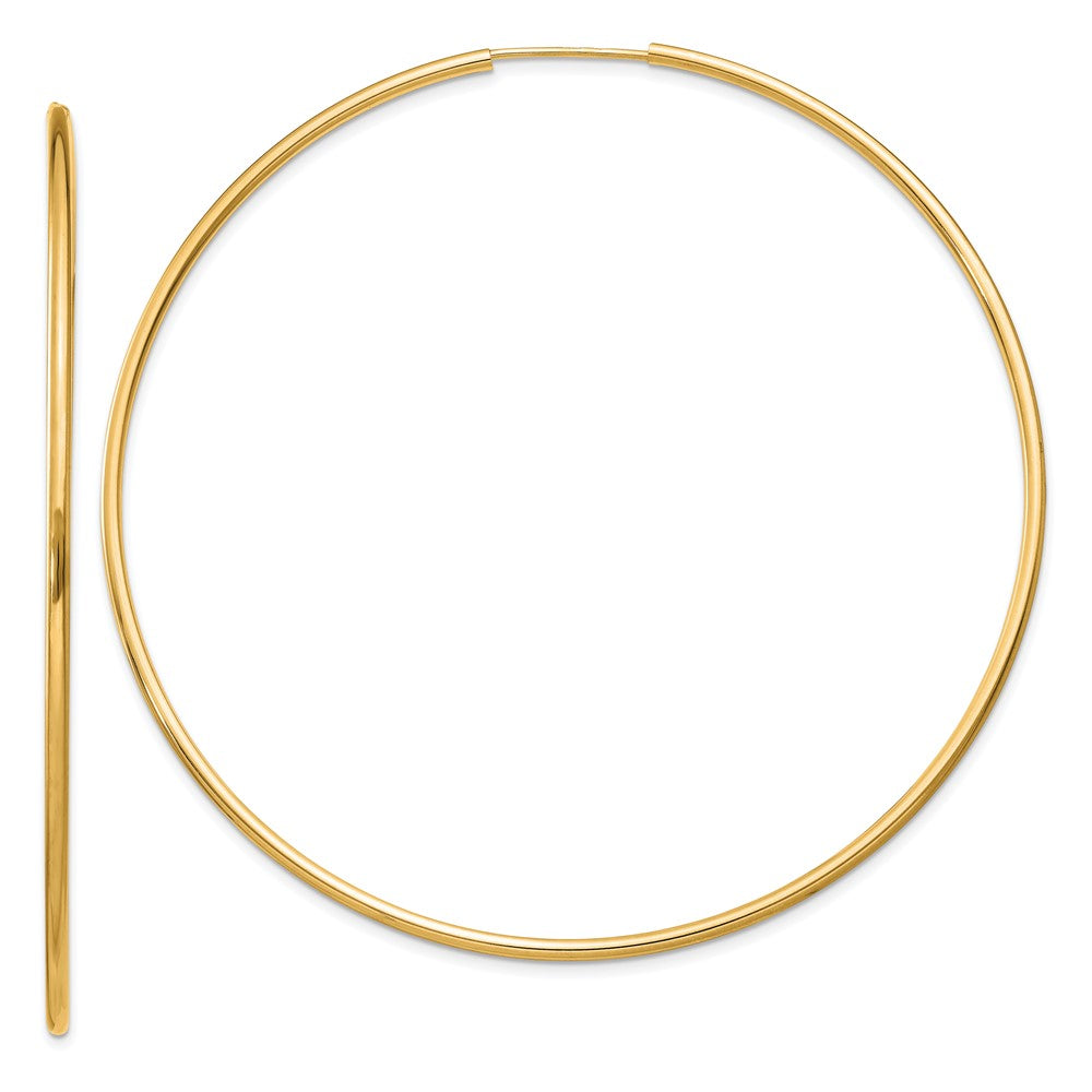 14K Yellow Gold 1.5mm Polished Round Endless Hoop Earrings