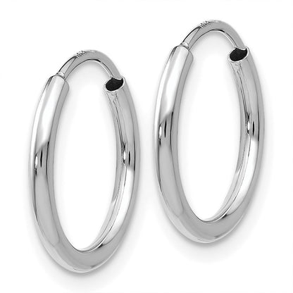 14K White Gold 1.5mm Polished Endless Hoop Earrings