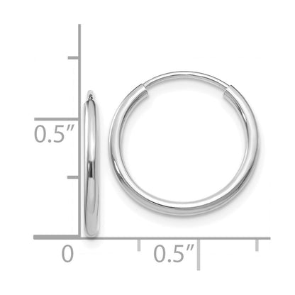 14K White Gold 1.5mm Polished Endless Hoop Earrings