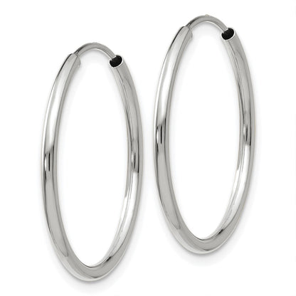 14K White Gold 1.5mm Polished Endless Hoop Earrings