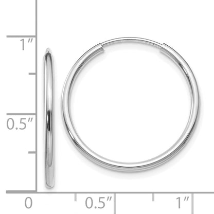 14K White Gold 1.5mm Polished Endless Hoop Earrings