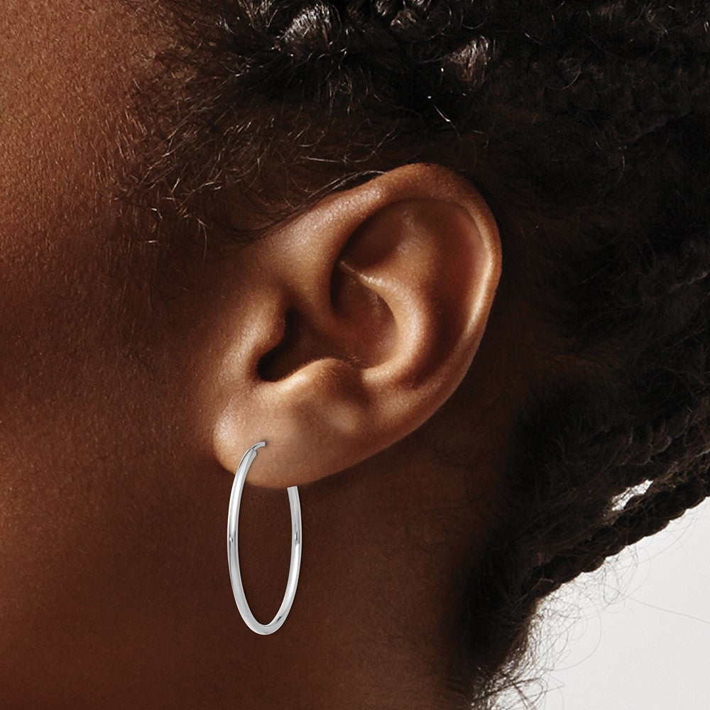 14K White Gold 1.5mm Polished Endless Hoop Earrings