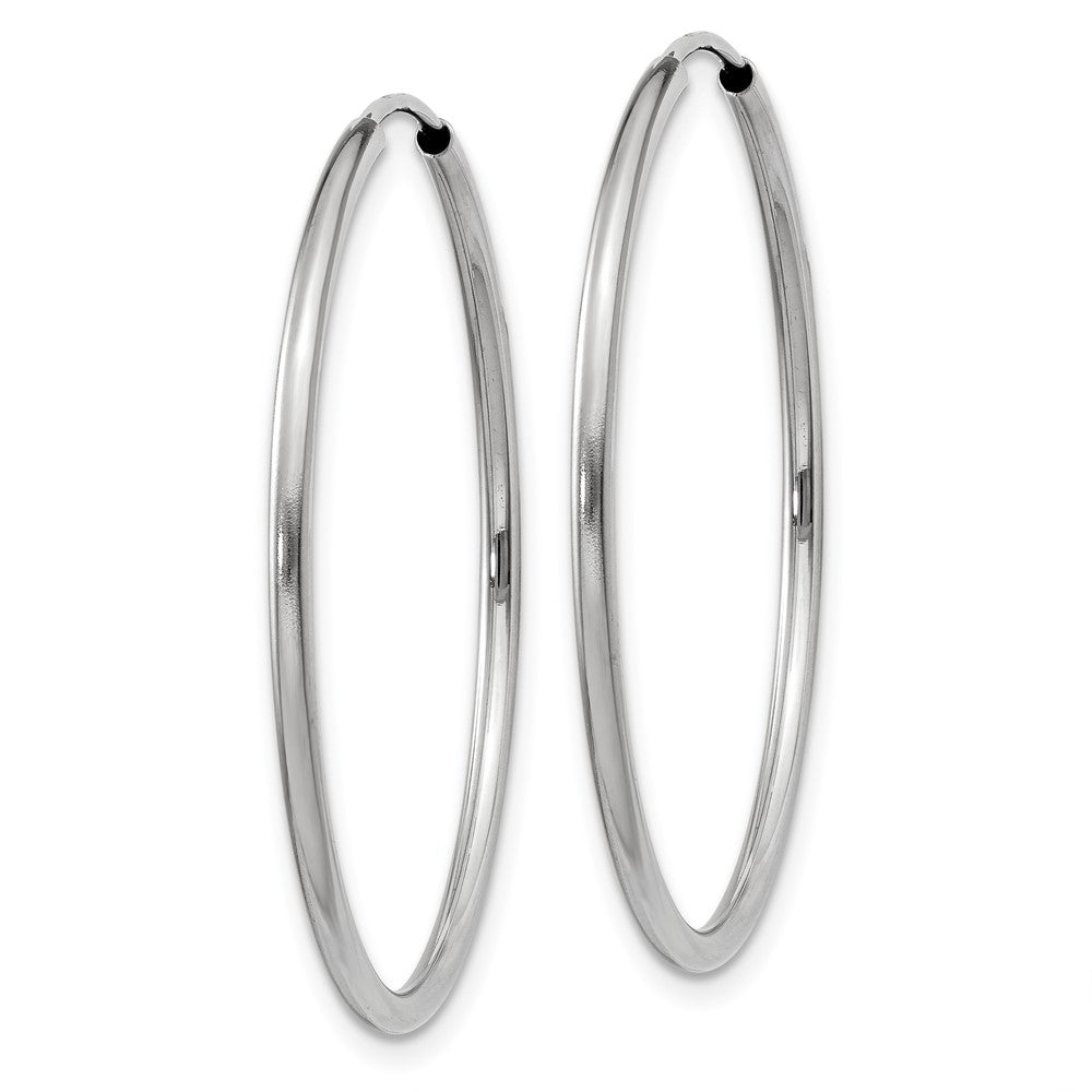 14K White Gold 1.5mm Polished Endless Hoop Earrings