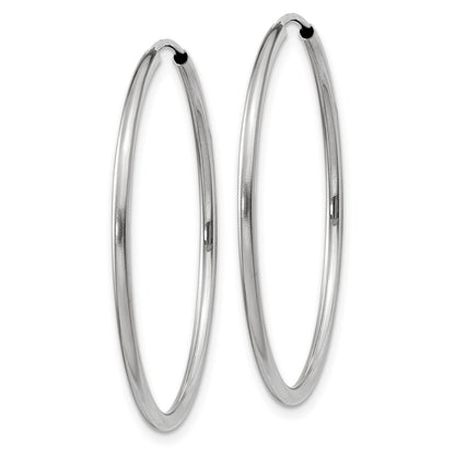 14K White Gold 1.5mm Polished Endless Hoop Earrings