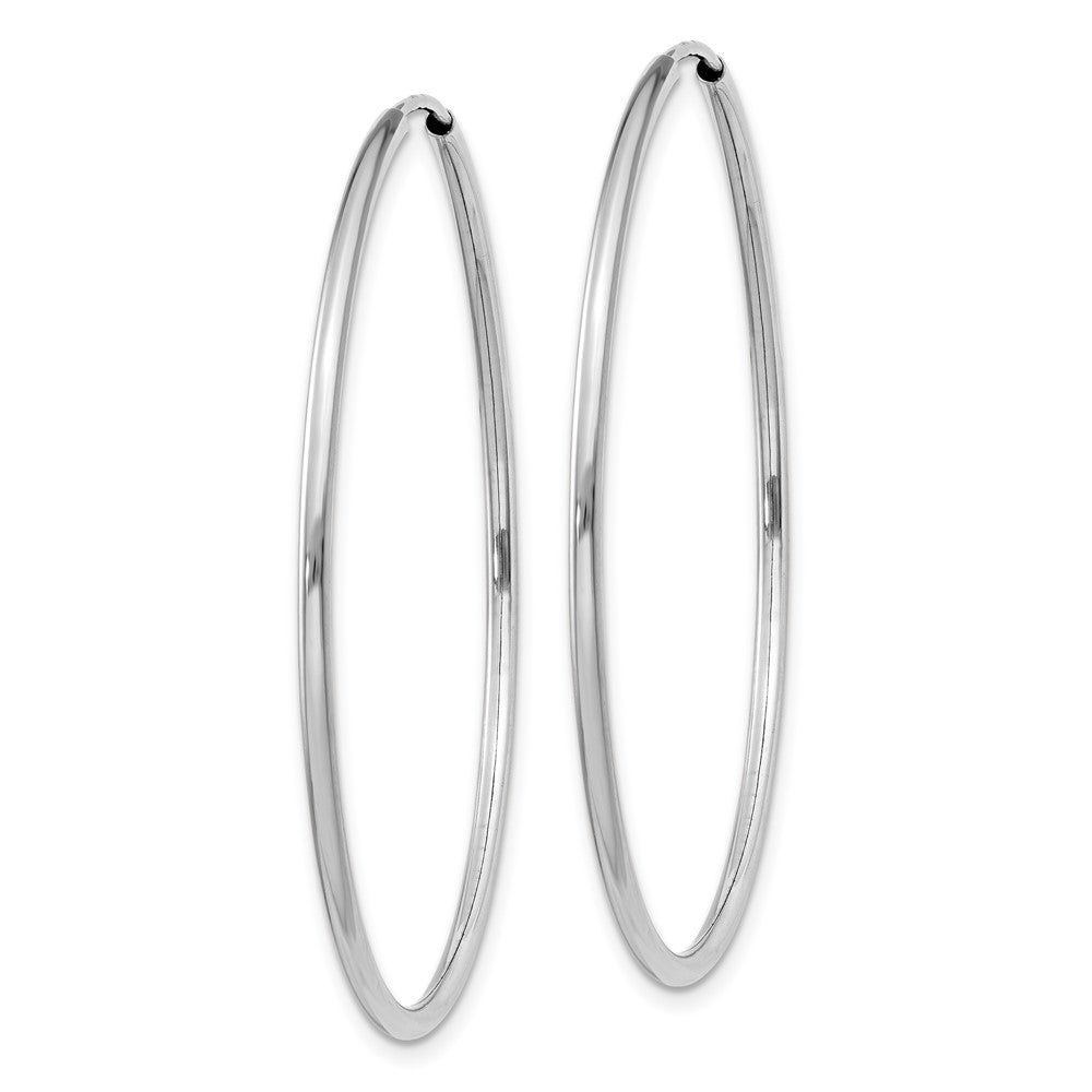 14K White Gold 1.5mm Polished Endless Hoop Earrings