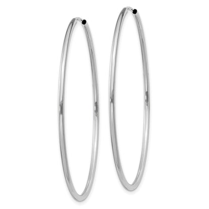 14K White Gold 1.5mm Polished Endless Hoop Earrings