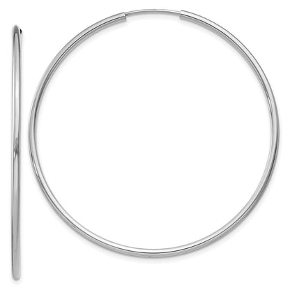 14K White Gold 1.5mm Polished Endless Hoop Earrings
