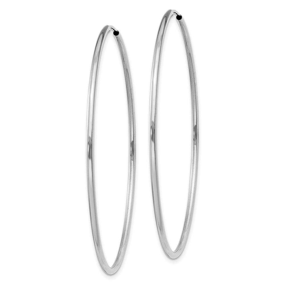 14K White Gold 1.5mm Polished Endless Hoop Earrings
