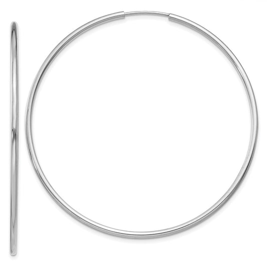 14K White Gold 1.5mm Polished Endless Hoop Earrings