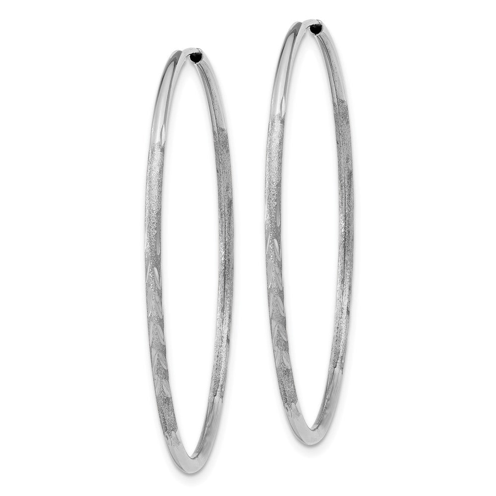 14K White Gold 1.5mm Diamond Cut Endless Hoop Earrings