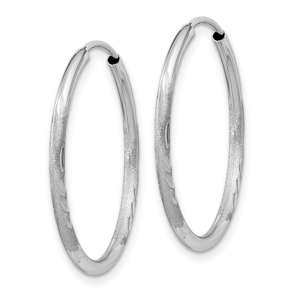 14K White Gold 1.5mm Diamond Cut Endless Hoop Earrings