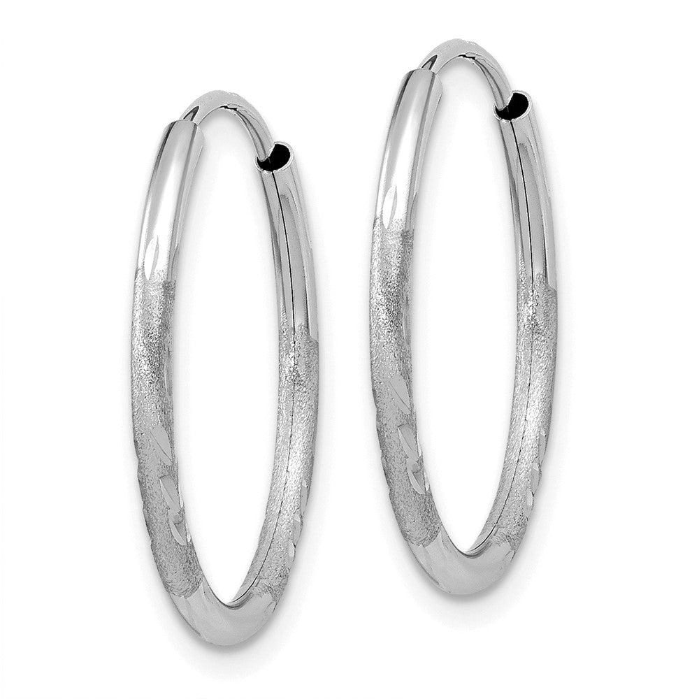 14K White Gold 1.5mm Diamond Cut Endless Hoop Earrings