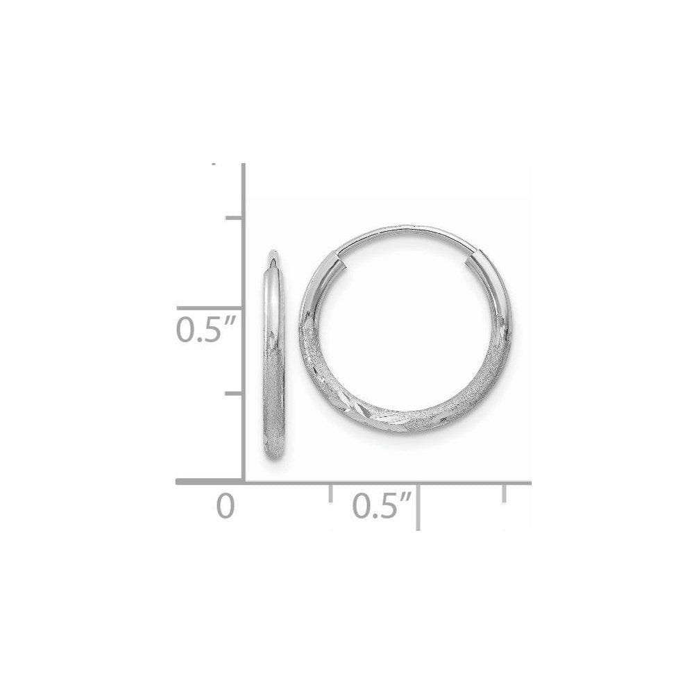 14K White Gold 1.5mm Diamond Cut Endless Hoop Earrings