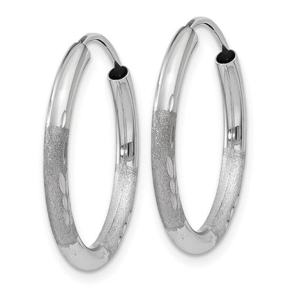 14K White Gold 2mm Diamond Cut Endless Hoop Earrings