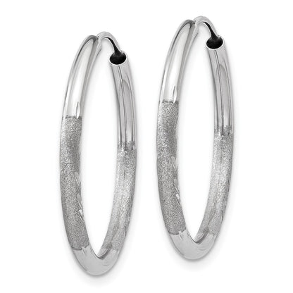14K White Gold 2mm Diamond Cut Endless Hoop Earrings