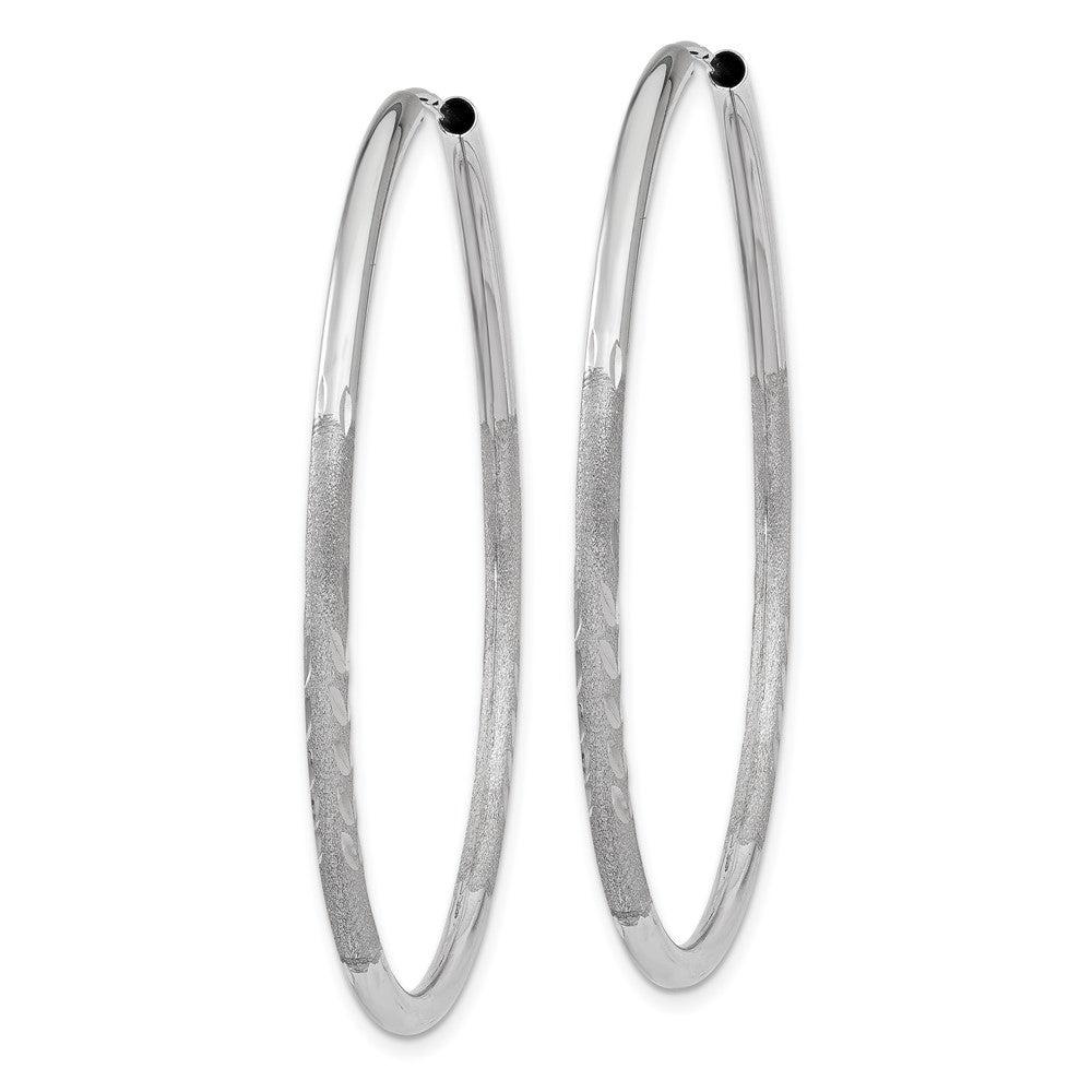 14K White Gold 2mm Diamond Cut Endless Hoop Earrings