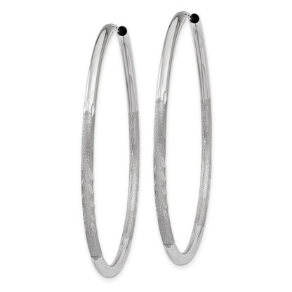 14K White Gold 2mm Diamond Cut Endless Hoop Earrings