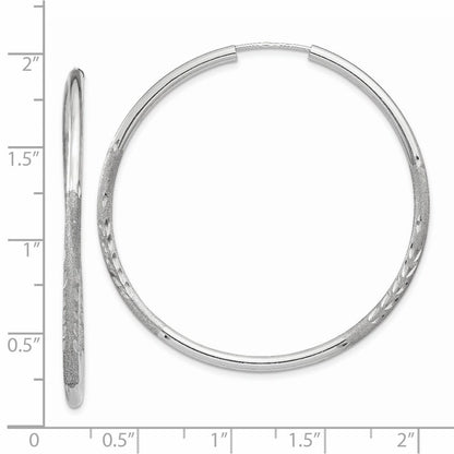 14K White Gold 2mm Diamond Cut Endless Hoop Earrings