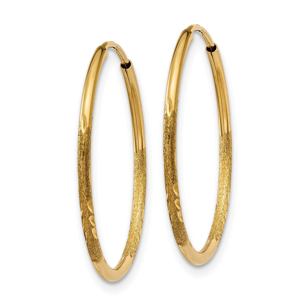 14K Yellow Gold 1.25mm Diamond Cut Endless Hoop Earring