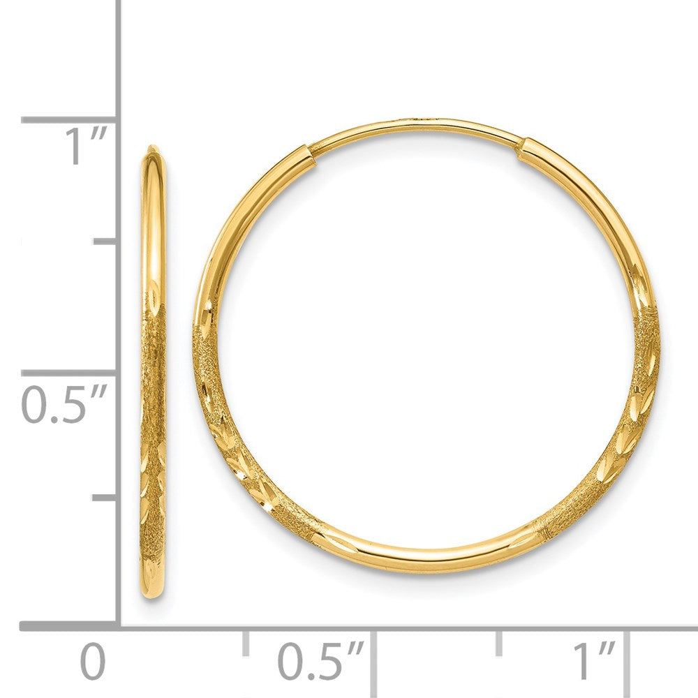 14K Yellow Gold 1.25mm Diamond Cut Endless Hoop Earring