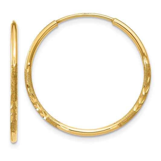 14K Yellow Gold 1.25mm Diamond Cut Endless Hoop Earring