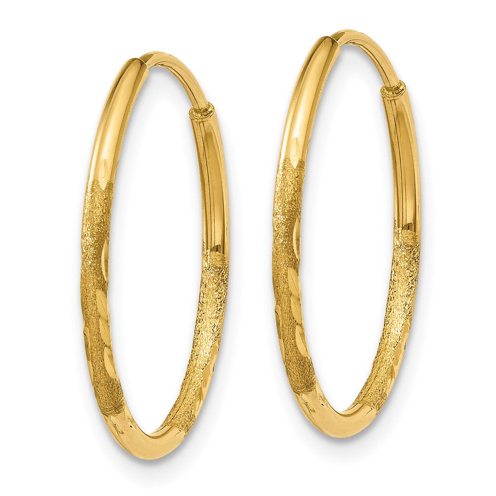 14K Yellow Gold 1.25mm Diamond Cut Endless Hoop Earring