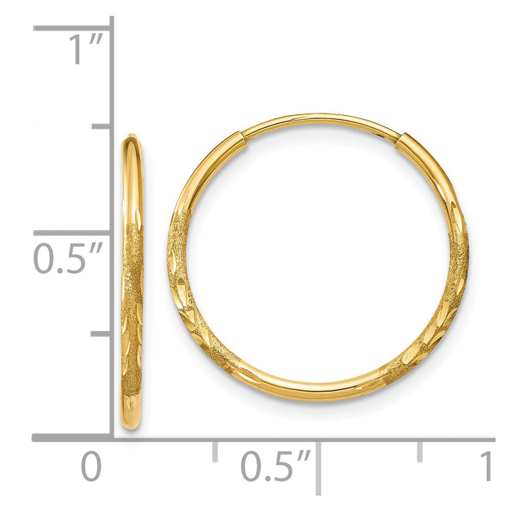 14K Yellow Gold 1.25mm Diamond Cut Endless Hoop Earring