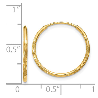14K Yellow Gold 1.25mm Diamond Cut Endless Hoop Earring