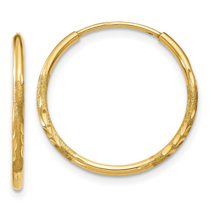 14K Yellow Gold 1.25mm Diamond Cut Endless Hoop Earring