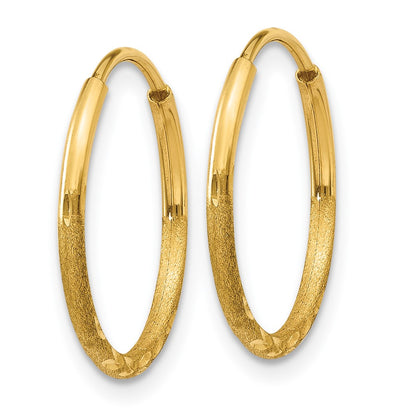 14K Yellow Gold 1.25mm Diamond Cut Endless Hoop Earring